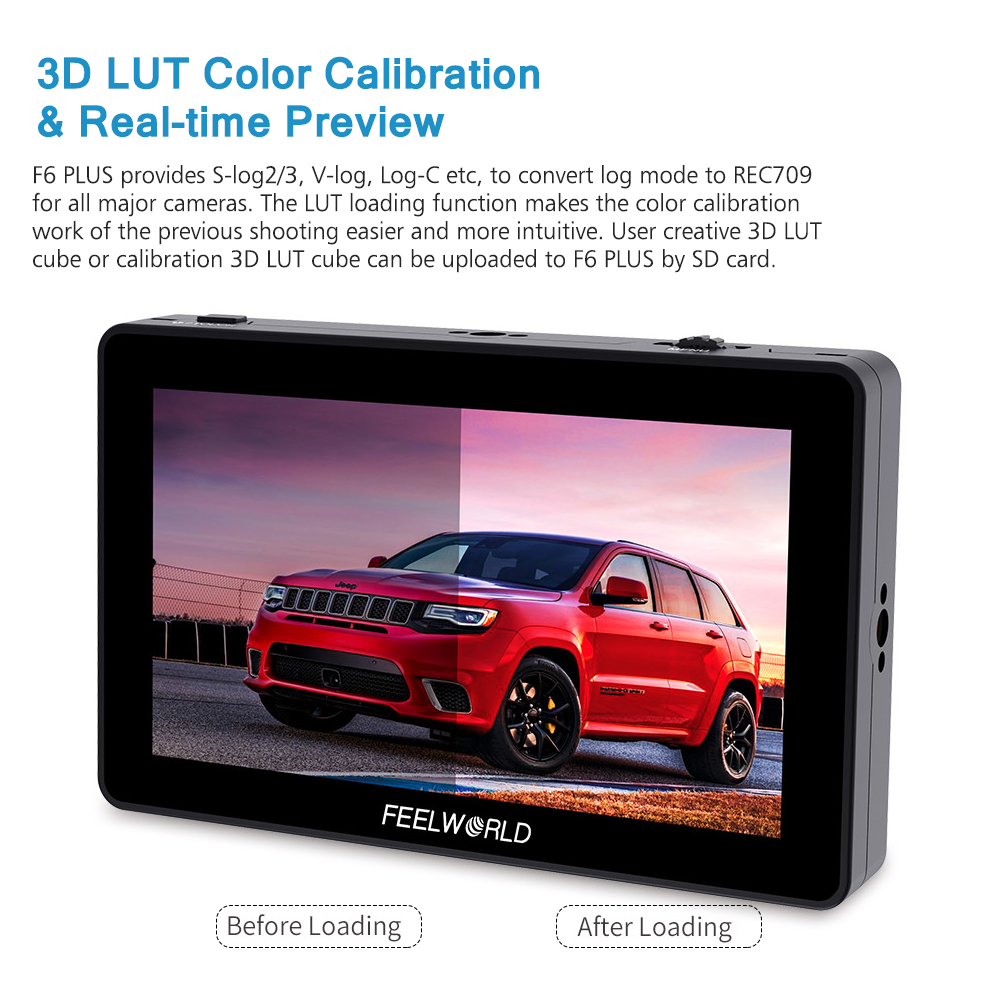 FEELWORLD F6 Plus 5.5 Inch On-Camera Field Monitor Kit 3D LUT Video Assist with Sunshade Tilt Arm Support 4K HD Input & Output 1920*1080 Pixels HD IPS Touchscreen. 