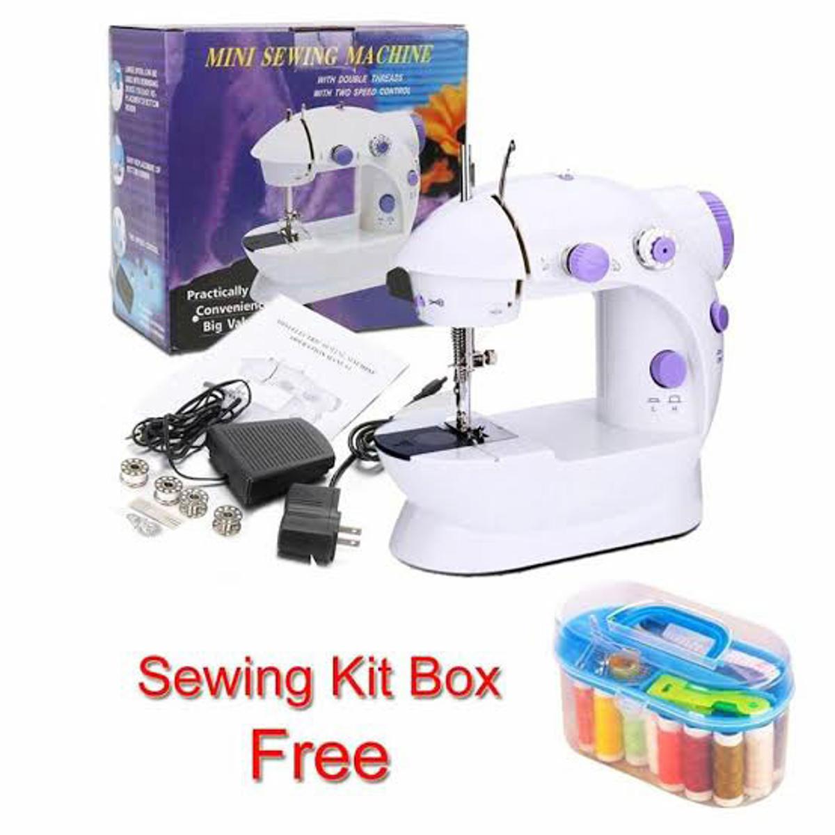 8 in 1 Mini Sewing Machine - Dual Speed Portable Mini Electric Pedal Double Threads Rewind Swing Machine