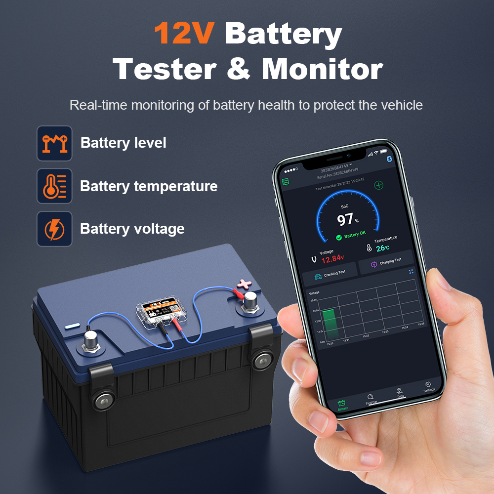 ANCEL BM200 12V Battery Tester Wireless Bluetooth 4.2 Battery Monitor LED Display SOH SOC Battery Analyzer Auto Tester Tools. 