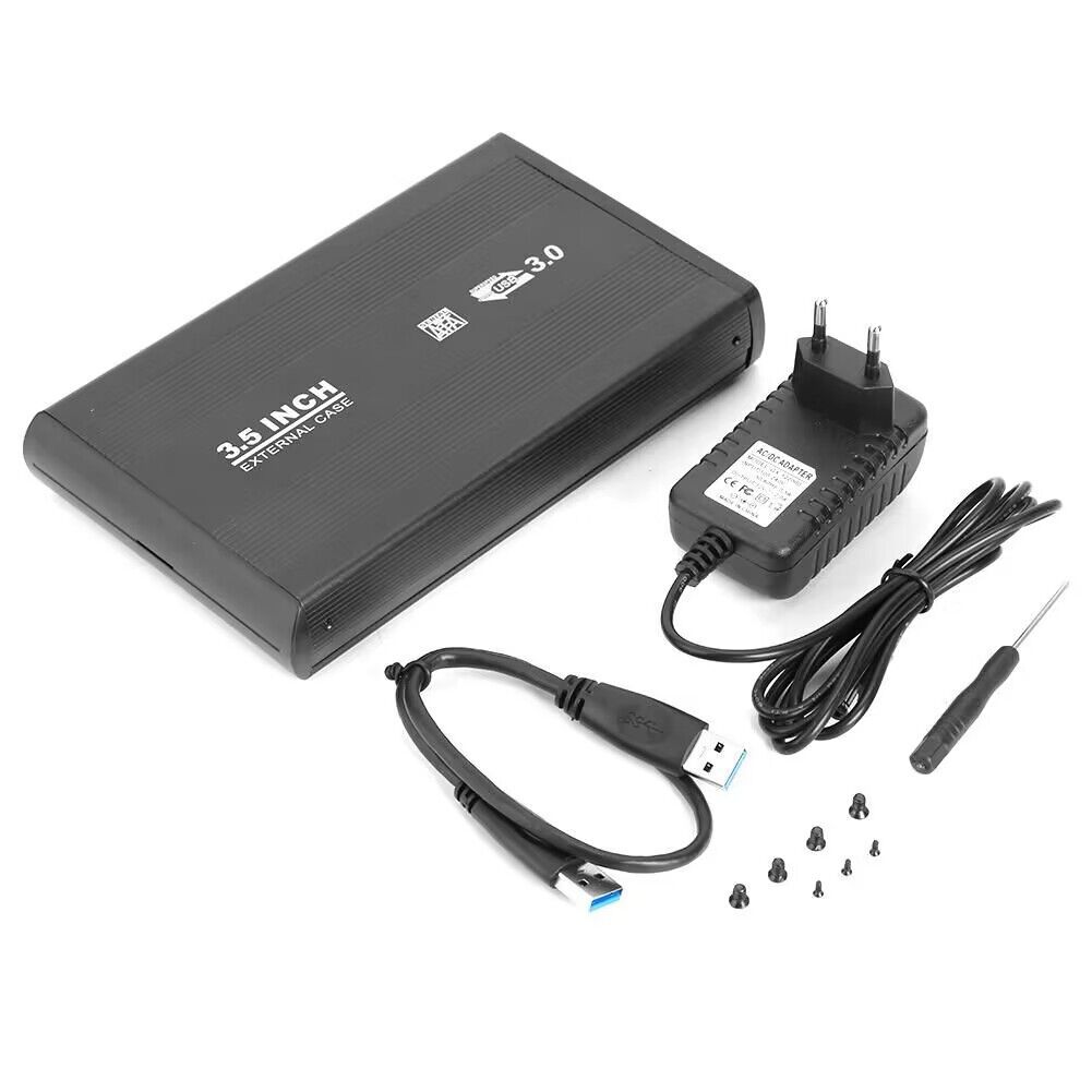 3.5 inch Hard Disk Case SATA USB3.0 Aluminum Alloy HDD Case External Hard Drive Enclosure with USB Cable for PC Computer Laptop. 