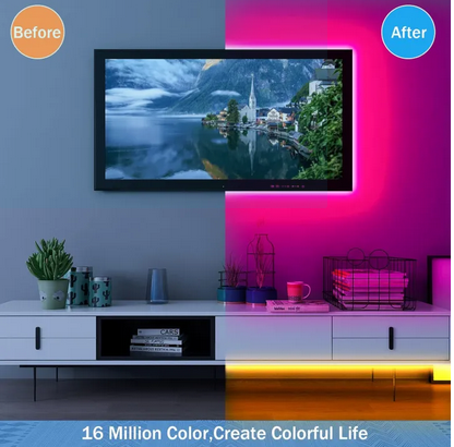 Best Quality 1-20 Meter LED Light Strip TV LED Backlight USB RGB 2835 Color Strip Music Synchronized Color Changing Remote Plus App Control 5Volt Halloween Decorative Night Light Suitable for Home Party Holidays. 