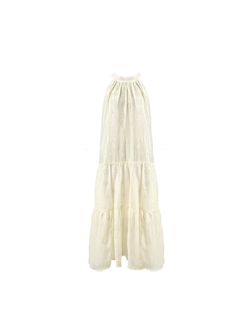 Noon French Retro2023Spring and Summer New Sleeveless Halter Dress Lace Slightly Revealed Shoulder Dress. 