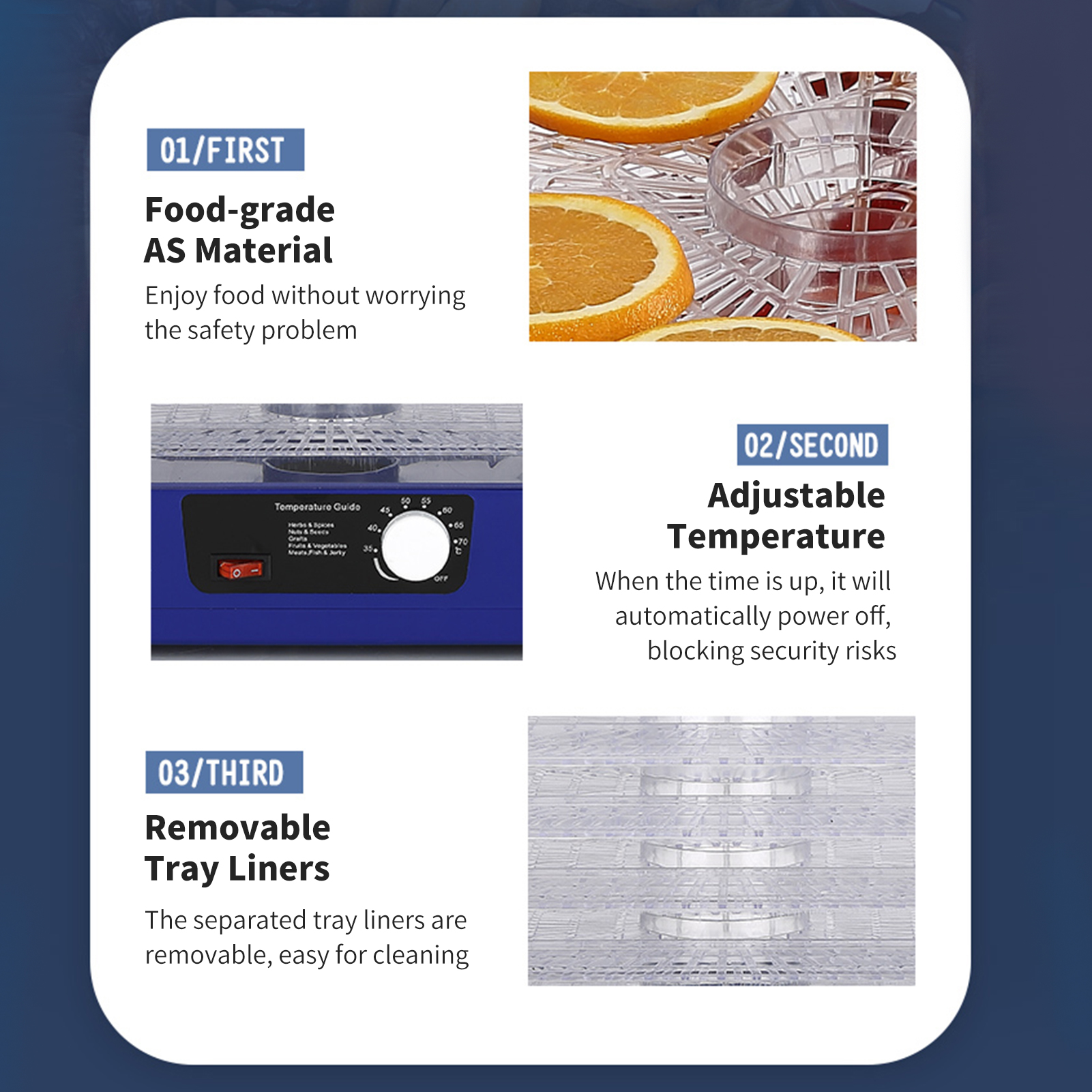 Migeet 5 Trays Food Dehydrator Automatic Power Off Food Dehydrator Adjustable Intelligent Food Dehydrator for Jerky Meat Herbs Fruit Dryer Machine with Digital Timer and Temperature Control. 