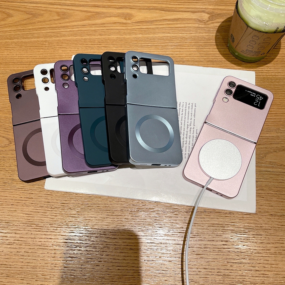 Z Flip 4 5 Case Luxury Wireless Charge Soft Silicon Magsafe Case For Samsung Galaxy Z Flip 3 4 5 Ultra Thin Mat Shockproof Cover. 
