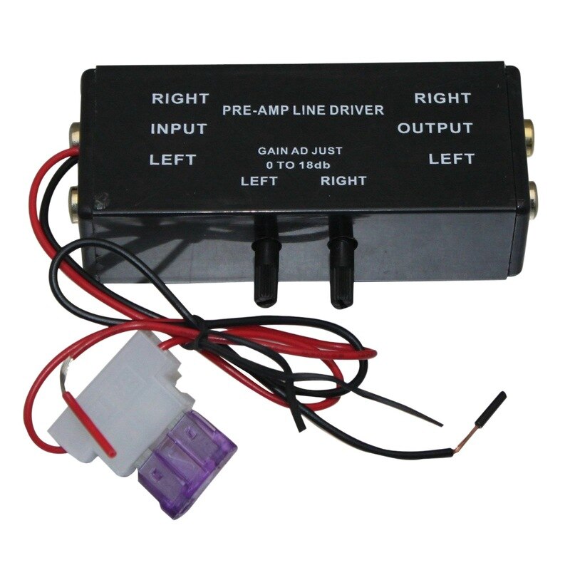 Black Rca Input/Output Adjustable Pac Turbo 1 Line Driver Signal Amplifier Booster Adapter for Car