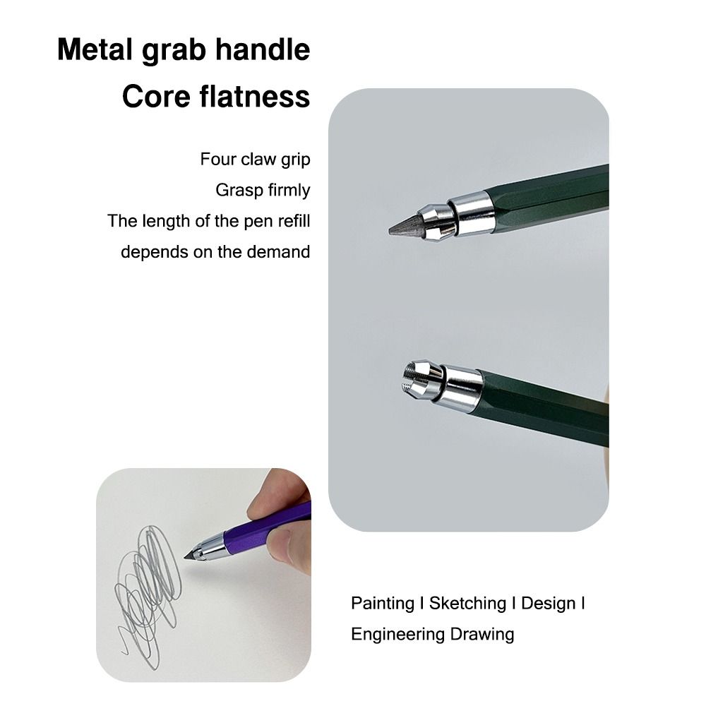High Quality 4.0mm Mechanical Pencil Metal 2B/4B/6B/8B/10B Pencil Refill Automatic Pencil Drawing Writing Tool Sketch Comics Design Sketch Pencil Art Painting Supplies. 