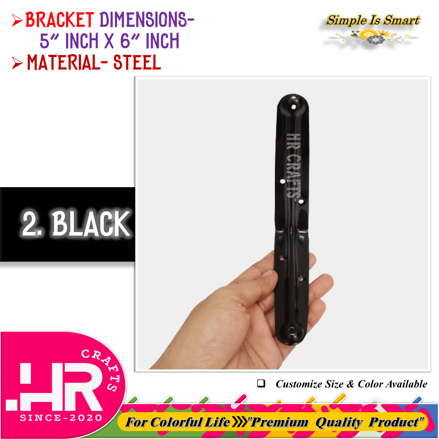 Premium Wall Mounted L Shaped Angle Bracket (Size-5"x6")- Decorative Shelf Bracket- Wall Bracket- Bracket- L Bracket- Angle Bracket- Support Bracket- Floating Bracket- Heavy-Duty Bracket- Corner Bracket- Industrial Bracket- Color White Black & Gray. 