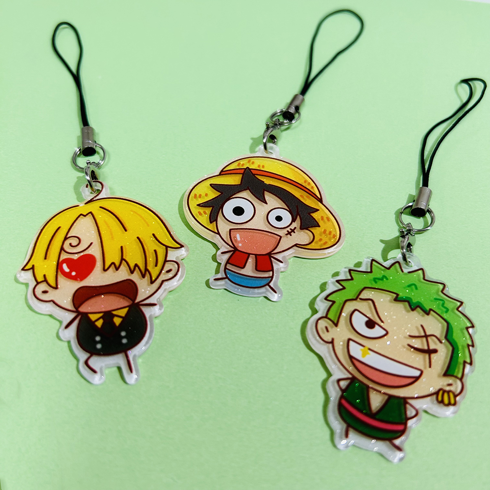 Japanese Anime Cartoon Acrylic Keychain Resin Epoxy Mobile Phone Multi-using Keychain Pendant. 