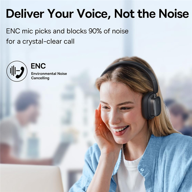 Bluetooth 5.3 Wireless Headphones with 100H Playtime, LHDC Hi-Res Sound, Low Latency Active Noise Cancelling Headphones Durable. 
