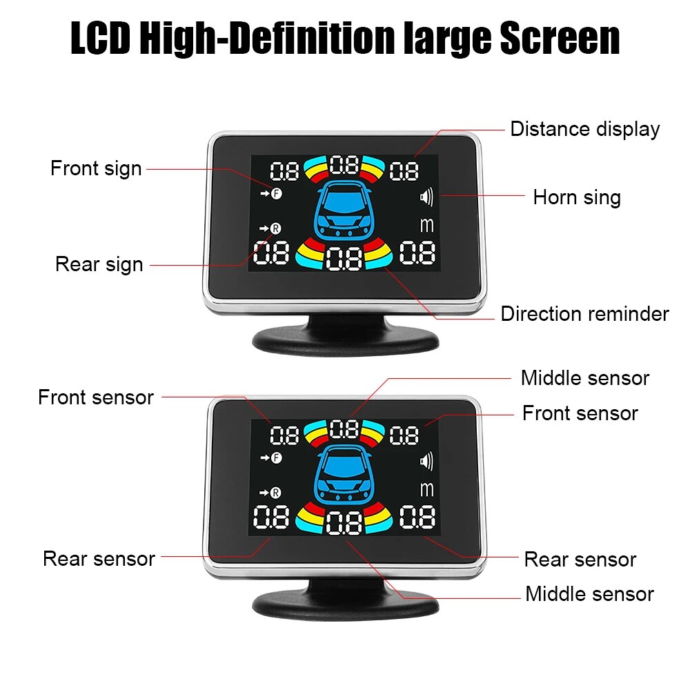 8 sensors Grey-12V PDC Car Parking Sensors 8pcs Set Parktronic Distance Control Buzzer Alarm System LED Display Reversing Auto Radar Monitor. 