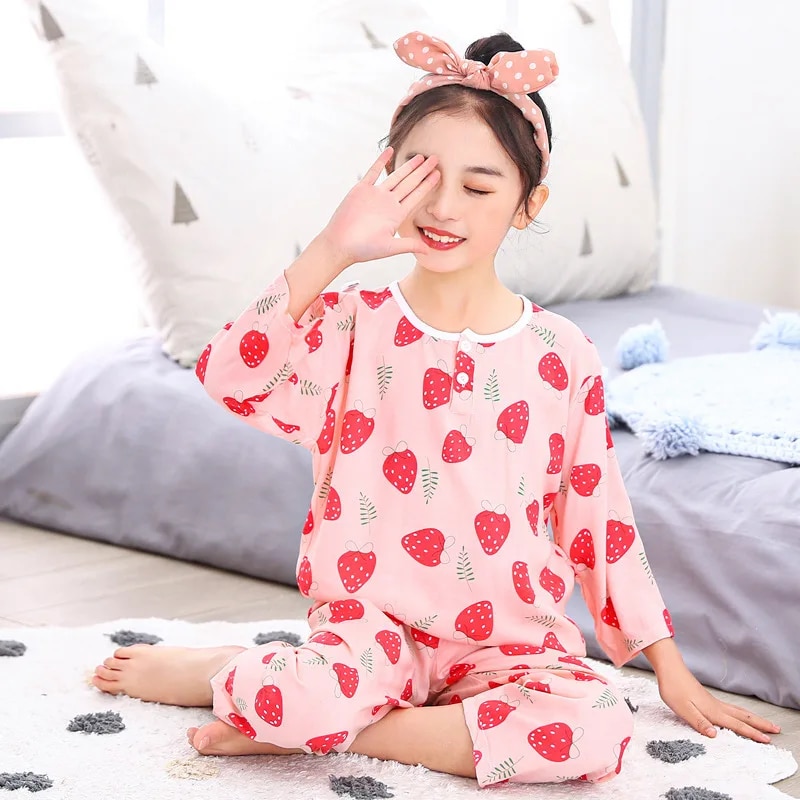 Boys Girls Pajamas Set Children Penguin Pajamas Cotton Kids half sleeve Pyjamas Children Pijama Baby Sleepwear Clothing 6 9 12Y. 
