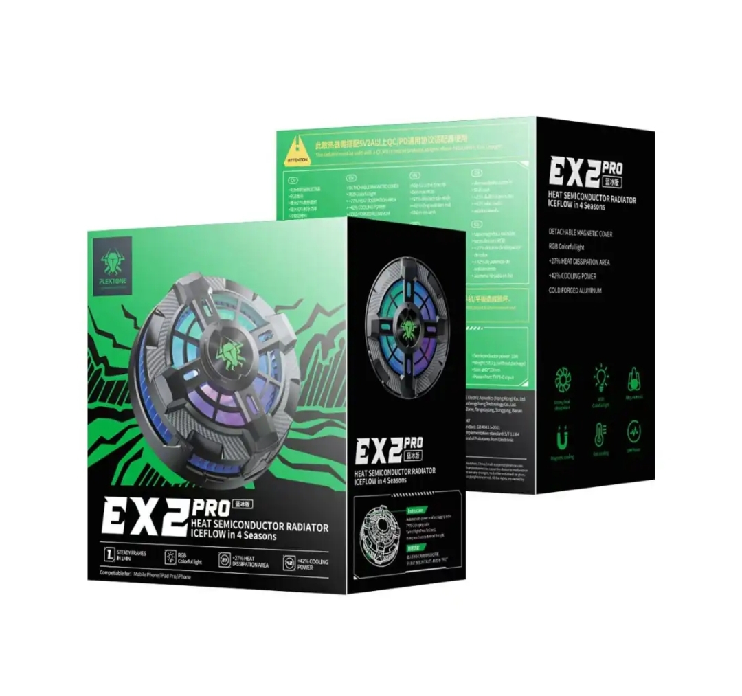 Plextone EX2 & EX2 PRO Mobile Phone Cooler RGB Gaming Cooler Radiator. 