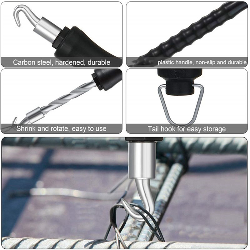 Semi-Automatic Tying Machine Wire Knoting Pliers Straight Pull Bar Binding Hook Construction Site Winding Tool Easy Install Easy to Use A. 