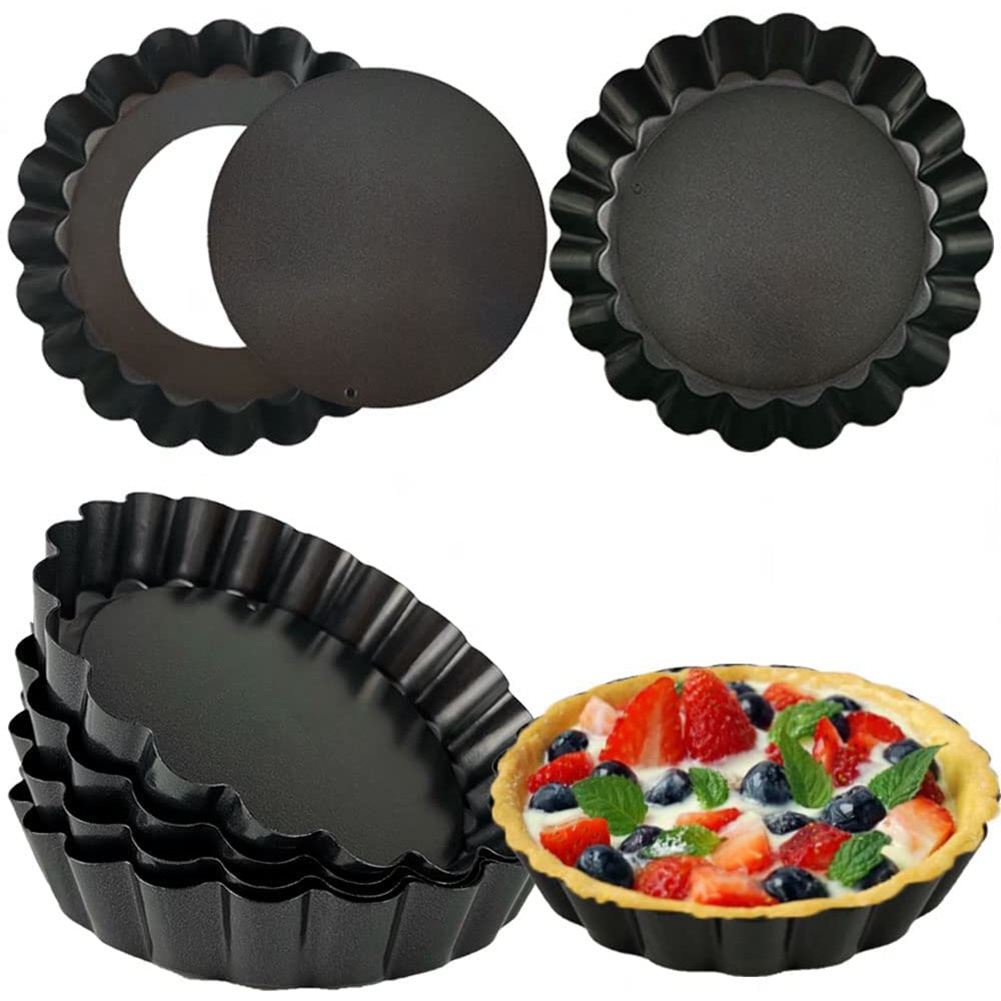 7PCS 4Inch Non-Stick Reusable Fluted Edges Small Tart Molds for