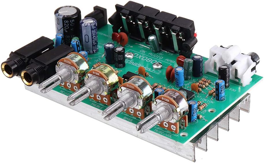 DX0809  Class D Power Amplifier 40W×2 DC12V with Microphone Dual Channel 80W Stereo Digital Audio Power Amplifier Board. 