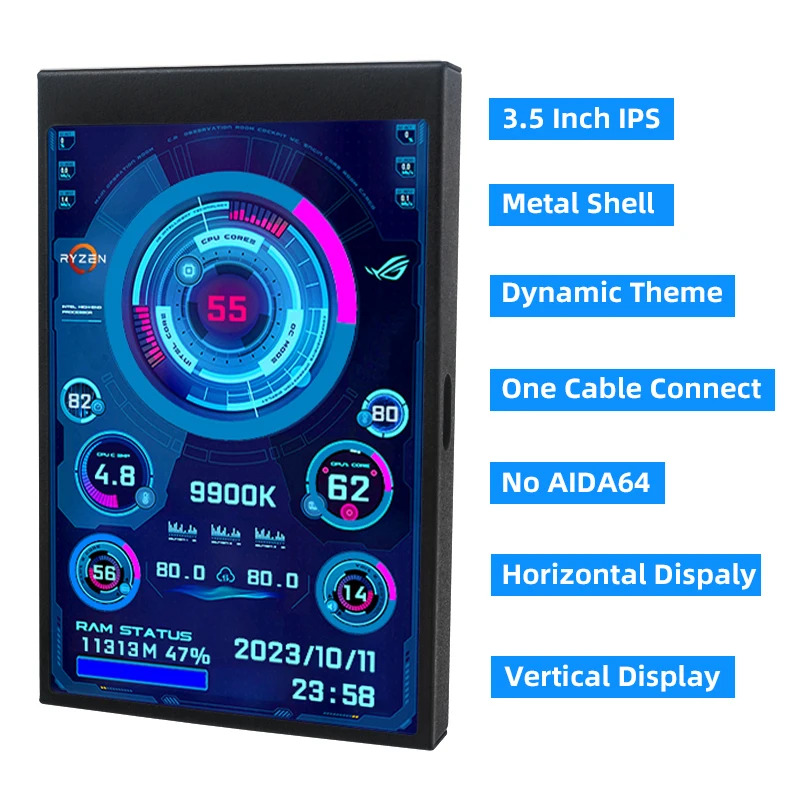 New 3.5 Inch IPS TYPE-C Secondary Screen Computer CPU GPU RAM HDD MonitorUSB Display For Freely AIDA64. 