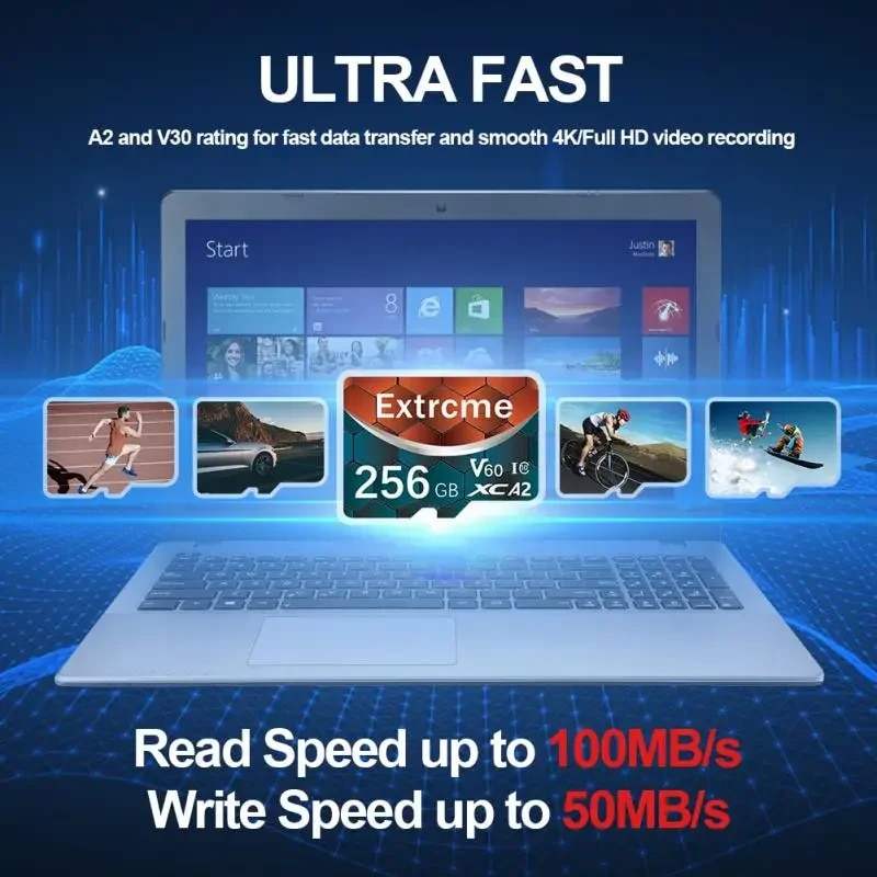 TF Card Memory Card 128GB High Speed With SD Adapter A2 U3 Class 10 V60 SD/TF Flash Card 512GB For Phone/Camera/Laptop. 