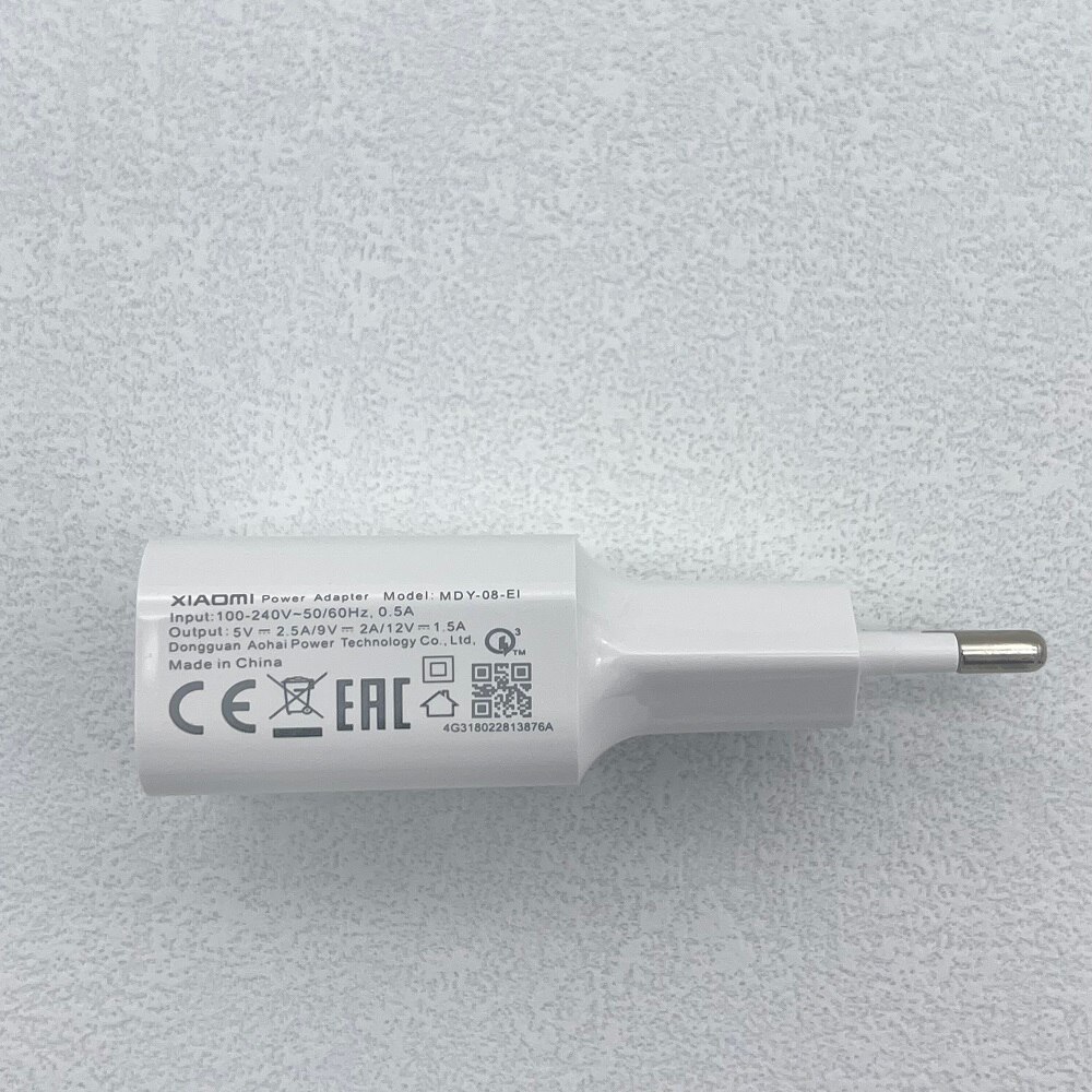 MDY-08-EI Mi 6 Quick Charger USB EU Plug 18W Adapter Type C Cable For Mi XIAOMI Note 10 Lite Redmi 10X 10 Ultra Note 9 9s 9A. 