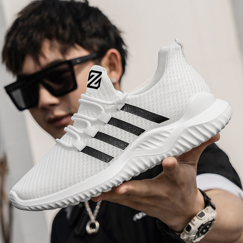 A Spring Breathable Sports Running Shoes Men's White Shoes Fashion