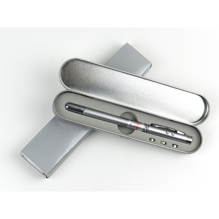 5 In 1 Laser Light Pen With Torch, Pointer, Magnet, Antenna And Ballpoint Pen With Metal Box - Pen. 