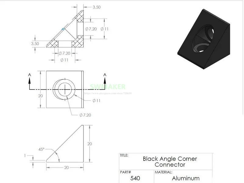 【Lejia】Black Silver Angle Corner Connector 90 degree Angle for Openbuilds C/ 3D printer parts. 