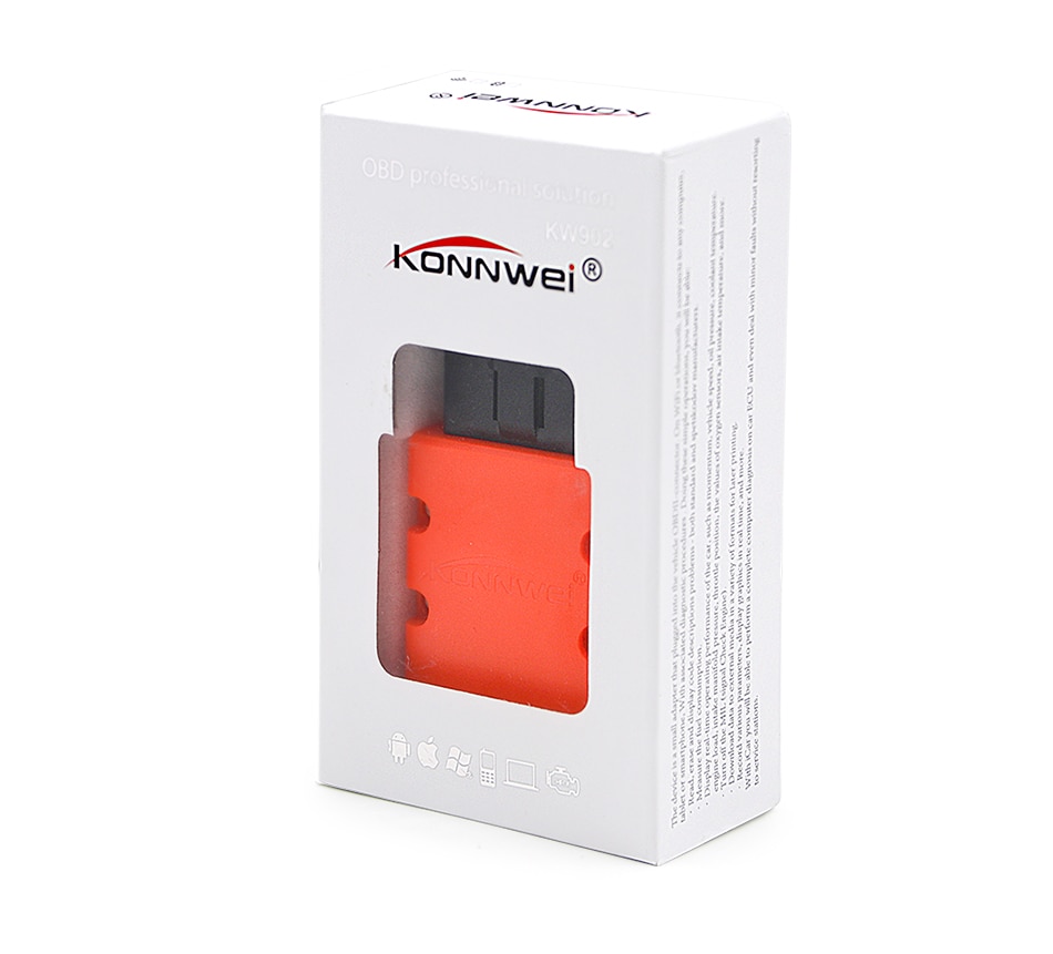 Konnwei ELM327 V1.5 PIC18F25K80 Bluetooth-compatible KW902 elm 327 OBD2 Scanner work as ICAR2 adapter OBDII diagnostic Tool. 