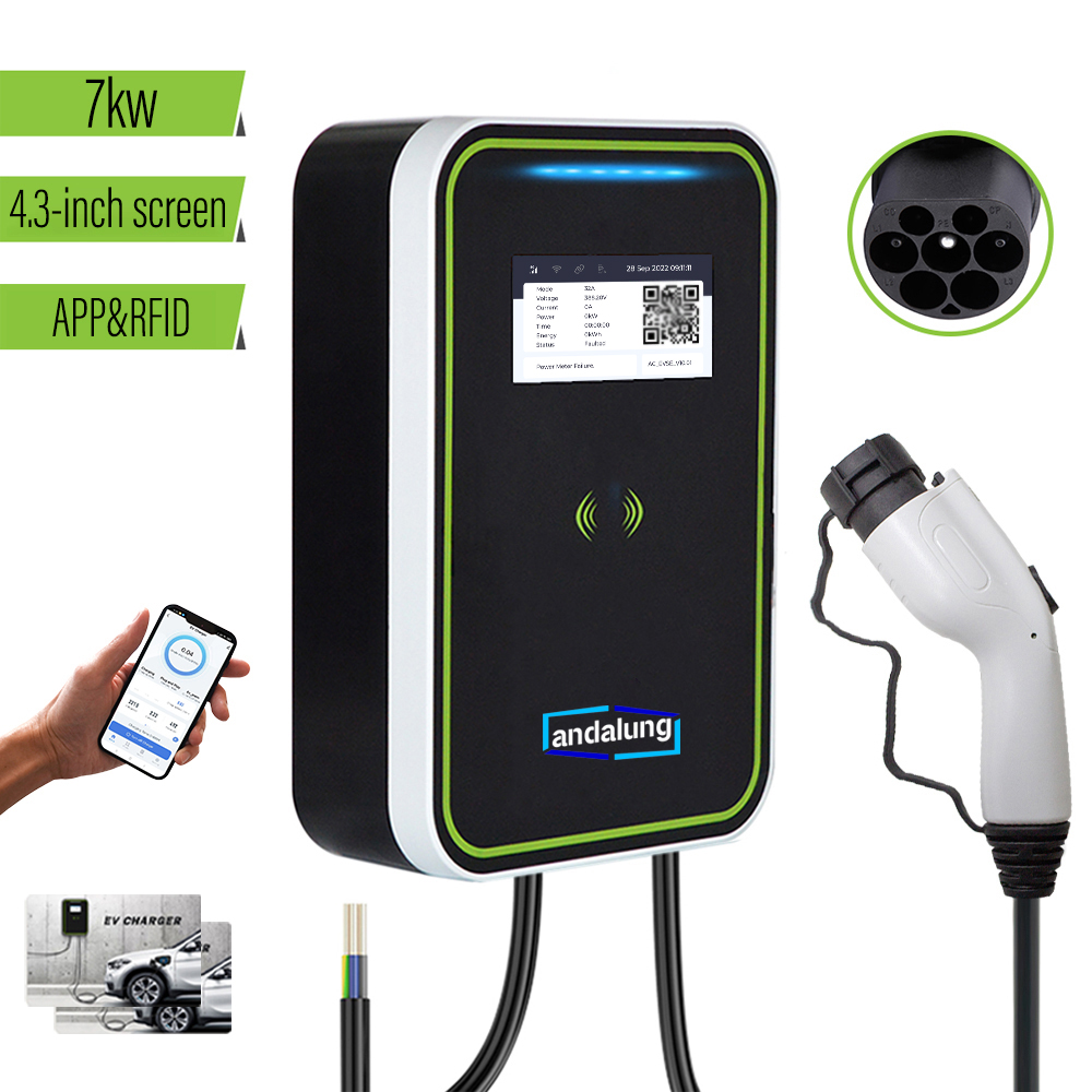 Andalung 7kw EV Charger Station GBT 32A EVSE Charging Wallbox Type2 With APP Wifi Control And RFID Cards. 