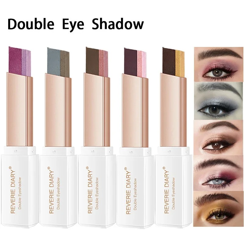 Double Color Glitter Eye Shadow Stick: 2-in-1 Matte & Gradient Waterproof Stereo Eyeshadow Pallete Pen for Gorgeous Eye Makeup. Enjoy effortless application and long-lasting wear with our unique blend of matte and glitter shades, creating a seamless gradi