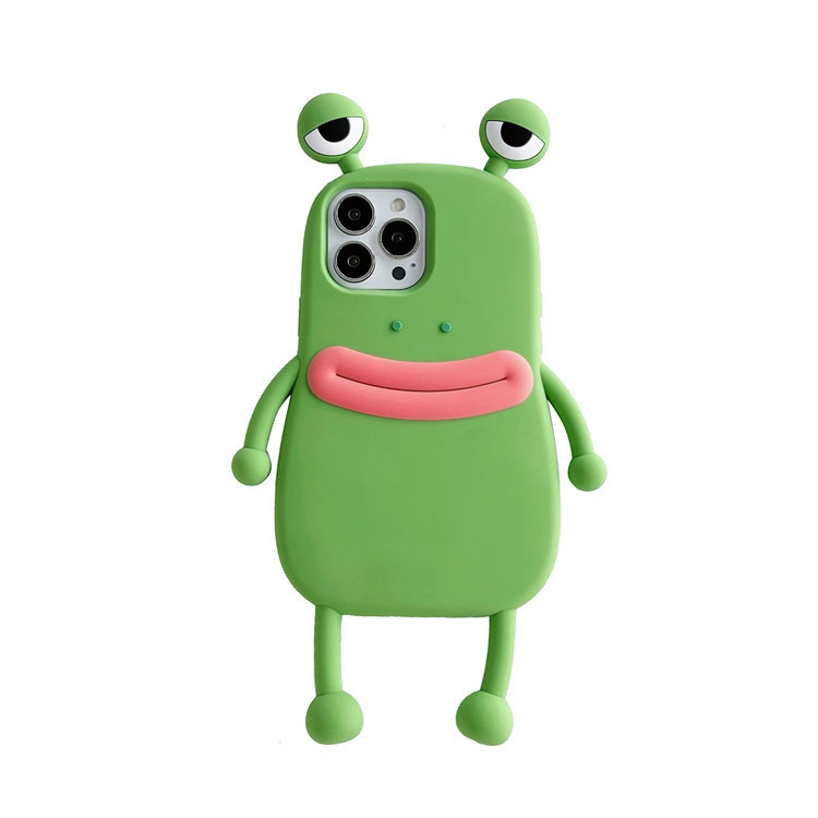 Sroof  Case  For iPhone 6 7 8 11 12 13 14 15 16 Pro 7 8 14 15 Plus 12 Mini 13 Mini X XR XS Max Fun and funny cartoon cute green frog silicone soft shell anti drop phone case back cover. 