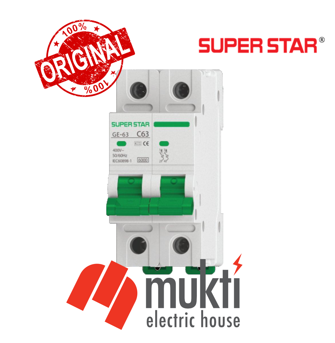 SUPER STAR MCB DP 40A 3kA Miniature Circuit Breaker Double Pole 2P SSG SUPERTAR. 