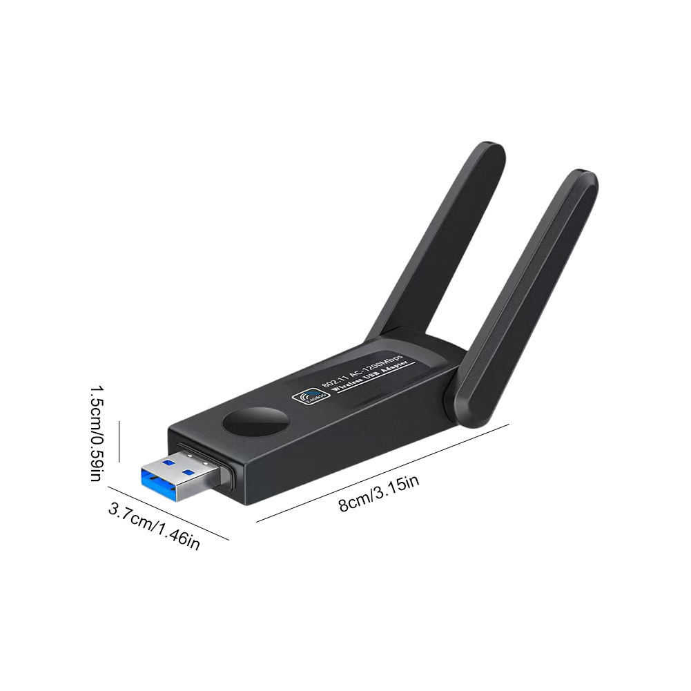 1200Mbps USB 3.0 Wireless Network Card Dual Band 2.4G 5Ghz WiFi Adapter Dual Antenna Lan Ethernet Adapter for Desktop Laptop. 