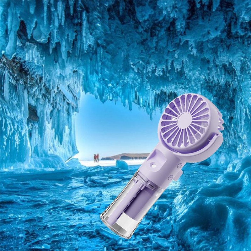 F4 Handheld Misting Fan Humidifying Misting Fan Hanging Neck Fan Folding Mini Handheld Fan White. 