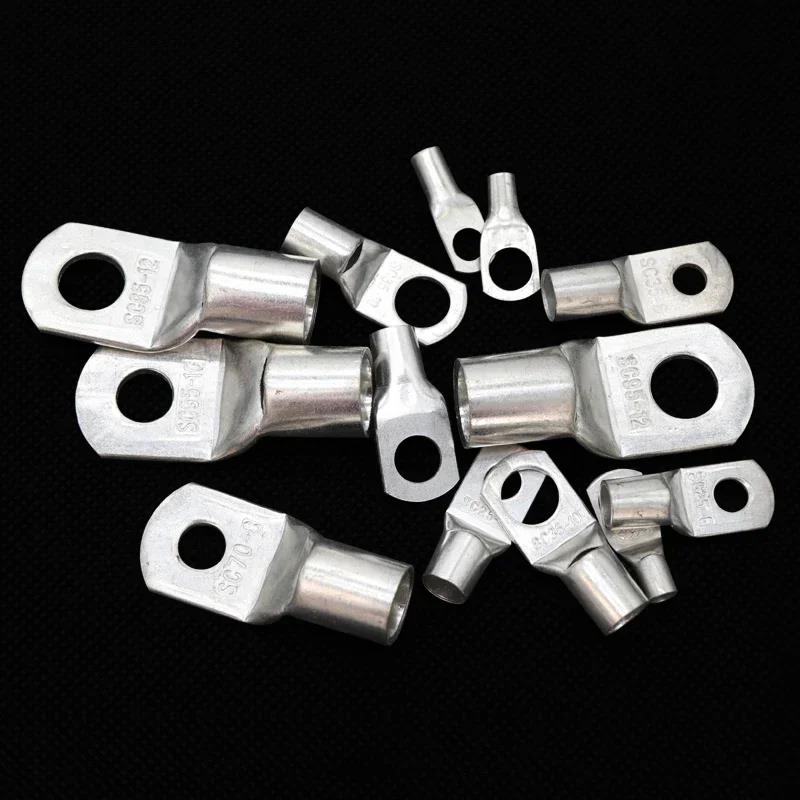 Wire Crimp Lugs Wire Nose Terminal SC6/10/16/25 Bare Copper Battl ery Block Lug Hole ID 6 8 10 12mm Crimp DTGA Cable End Connector. 