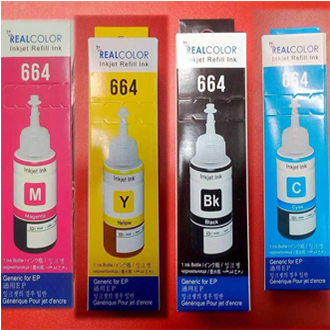 Real Color Inkjet Refill Ink 664 4 Color - 4 Pcs - High-Quality Inkjet Refill Ink For Vivid Color Printing. 