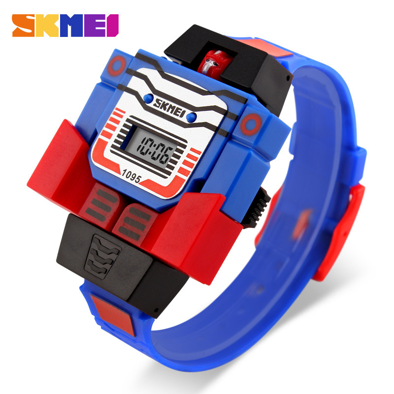 SKMEI Factory Direct Creative Split Dial Fun Watch Student Robot Transformer Cartoon Children's Watch. 