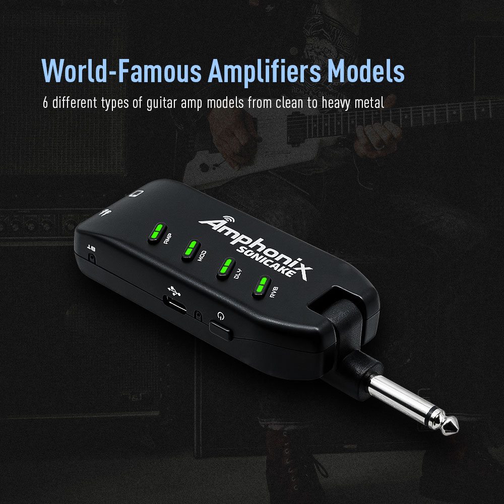 SONICAKE Bluetooth Headphone Guitar Amplifier Plug-In USB Chargable Portable Pocket Carry-On Bedroom Multi-Effects QAP-10. 