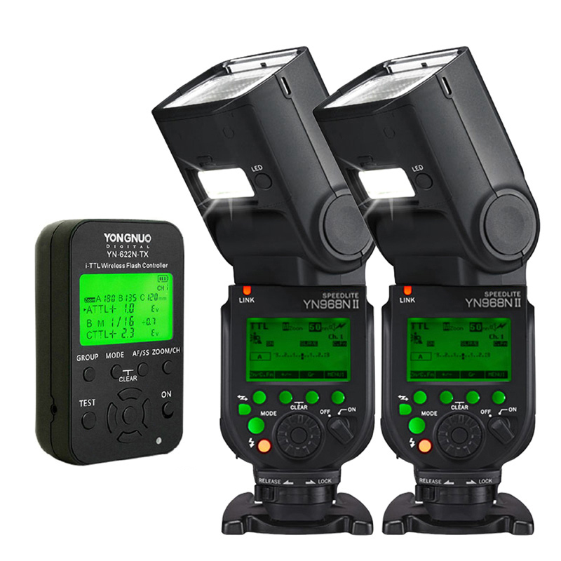 Yongnuo YN968N II YN968EX-RT TLL HSS Speedlite w/ LED Light +Trigger Transmitter 2.4G Wireless DSLR Flash for Canon Nikon Camera. 