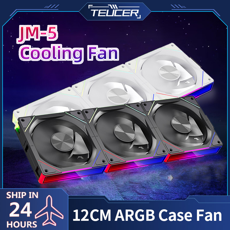TEUCER JM5 PC Cooling Fan 120mm ARGB illusion Wireless Splicing Fan Kit 800-2000RPM PWM Fan for 360mm Water Cooling Radiator