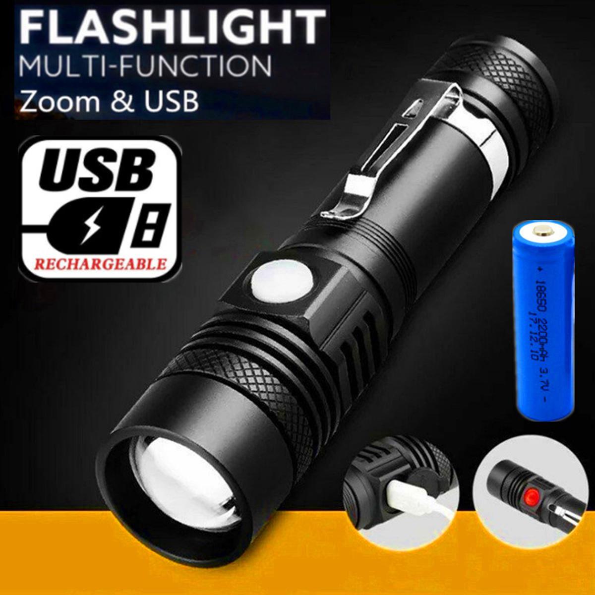 Brillante Torcia Led Torch Usb Rechargeable, Super Bright 600 Lumen Zoomable Pocket Torch Flashlight, Adjustable Focus Waterproof Powerful Torch For Camping
