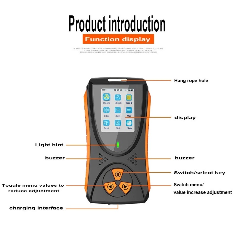 HFS-10 High Precision 0. 05uSv-50mSv Nuclear Radiation Detector X-ray Beta Gamma Geiger Counter Built-in Alarm Fuction. 