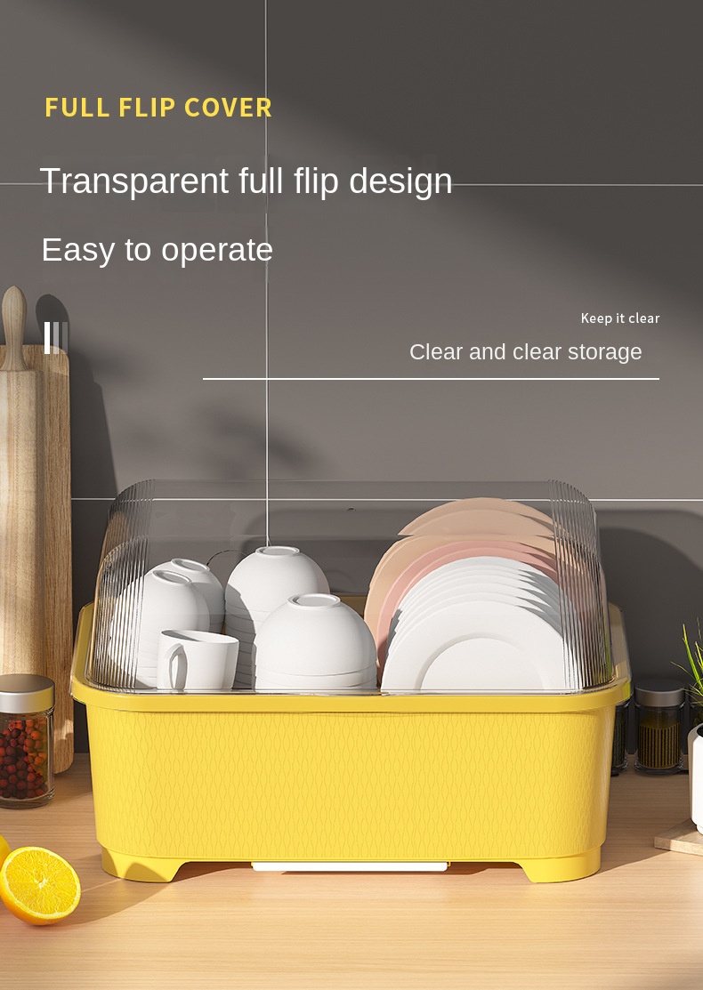 Dish Drainer Rack Dust-proof Plate Drying Rack with Lid drain rack Tableware Storage Box for Chopsticks Kitchen Organizer. 