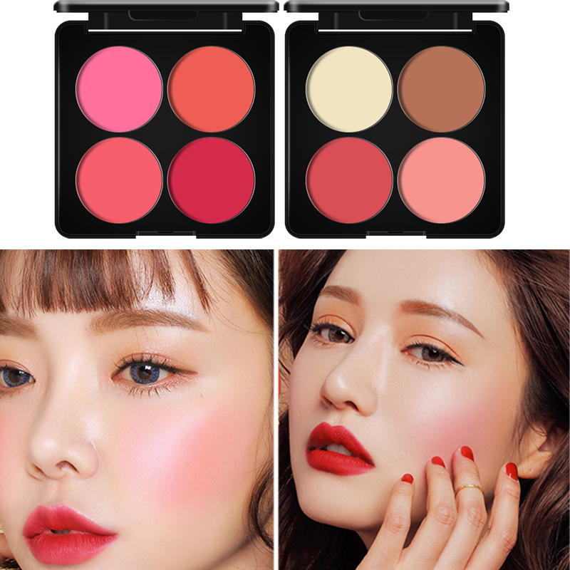Bonna Small Bulb Light and Shadow Four-Color Blush Palette Multi-functional Palette Contouring Powder Highlighter Shadow Combo 606