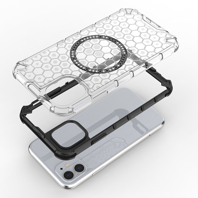 For Apple iPhone 11 Case Honeycomb MagSafe Shockproof Camera Protection Back Cover ip11 casing. 