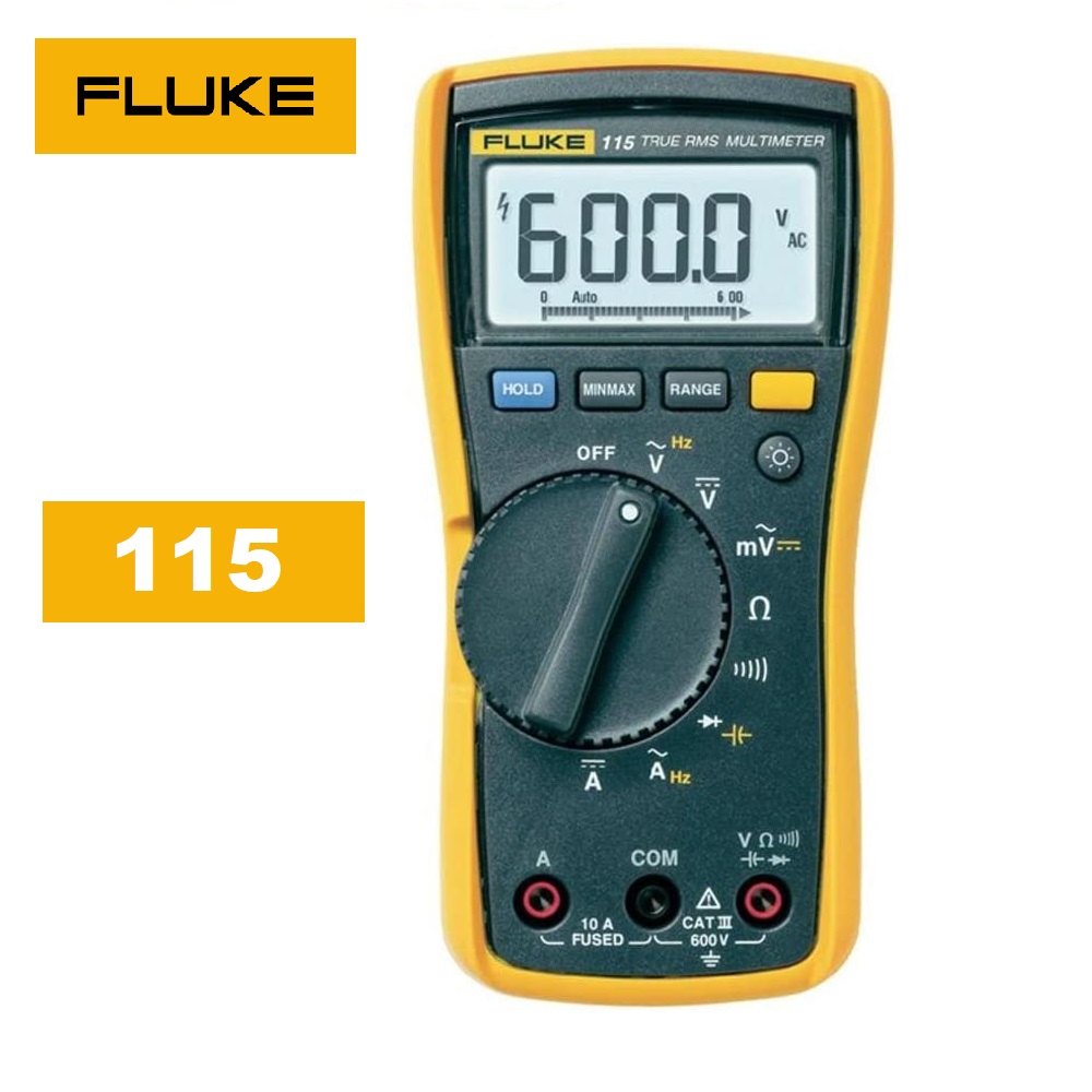 Fluke 115 True RMS Digital Multimeter Measures AC/DC Voltage To 600 V and AC/DC Current to 10 A