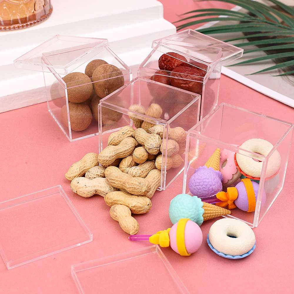 1/3/5pcs Clear Acrylic Candy Box Transparent Plastic Square Cube Box Chocolate Packaging Storage Containers Display Box. 