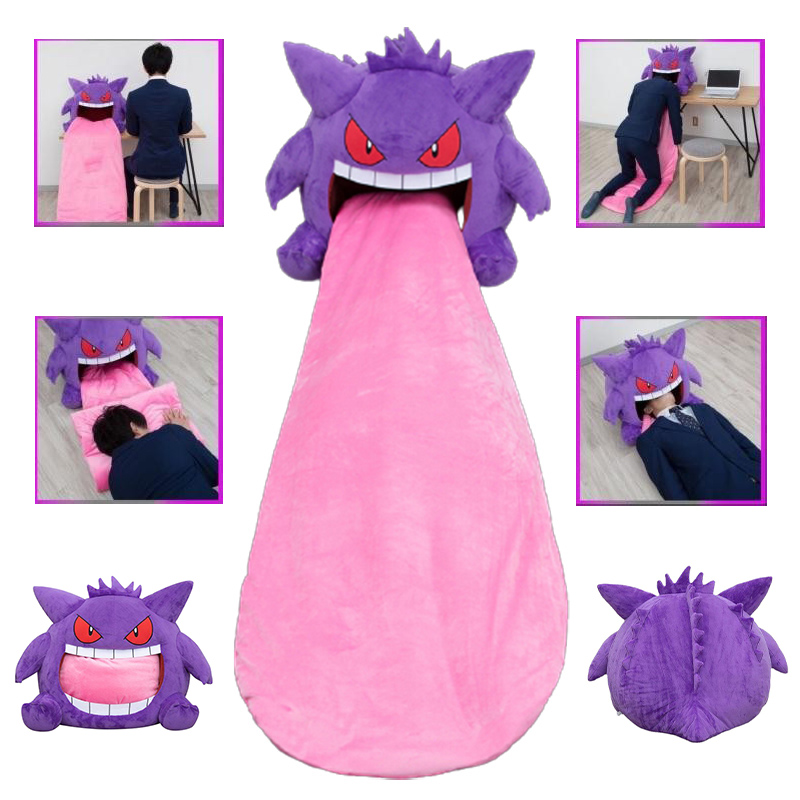 Pokemon Plush Gengar Big Tongue Plushies Anime Peripheral Toy Gengar Sleep Pillow Dual Purpose Nap Blanket Stuffed Plush Doll. 