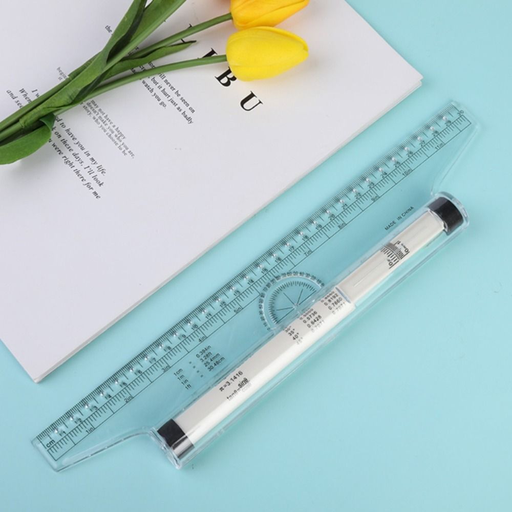 Transparent Parallel Roller Ruler Multi Function 15/30CM Plastic Stationery Scale Angle Balance Ruler Architectural Amour zii. 