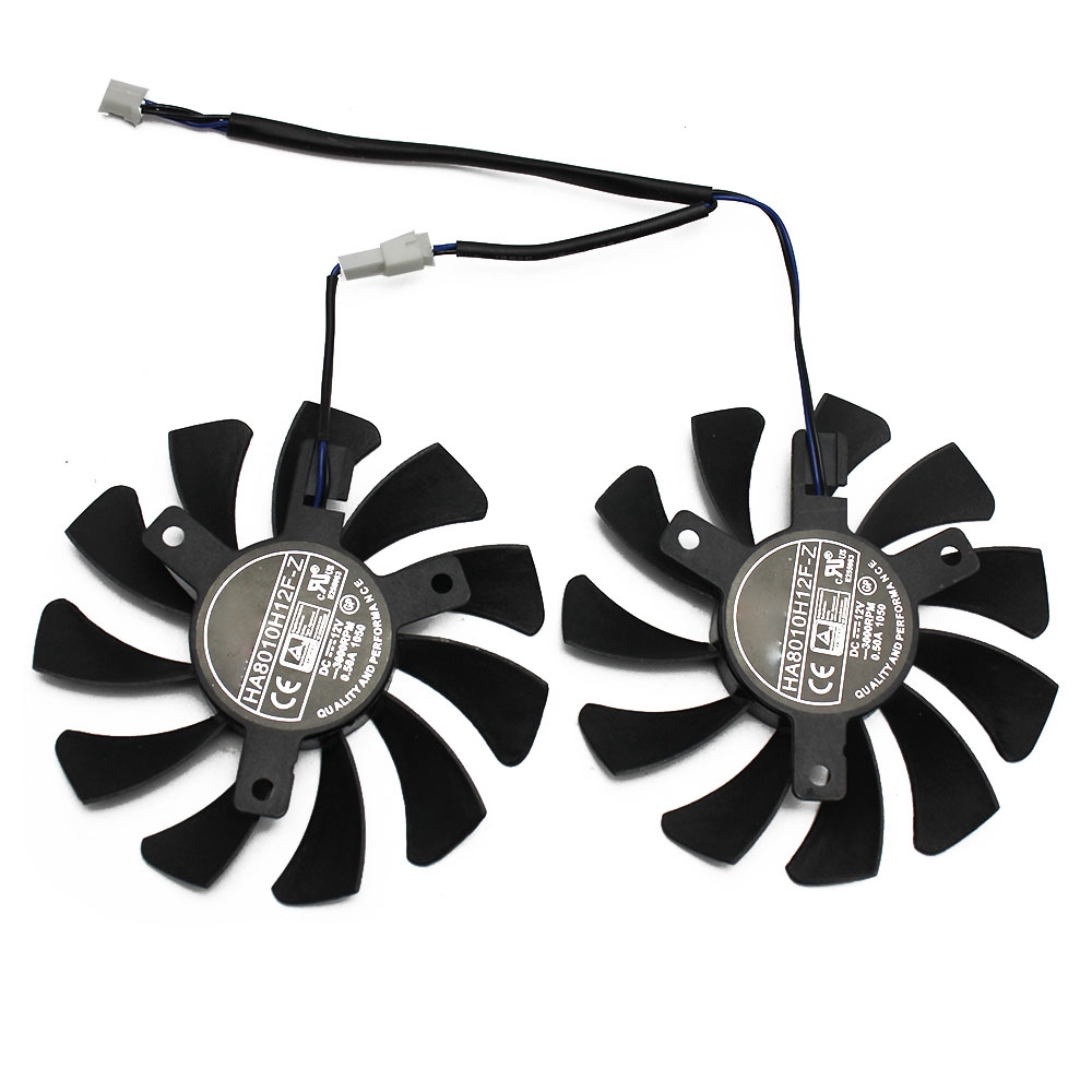 HA8010H12F-Z 75MM 2Pin GTX1050Ti GPU Cooler DUAL Fan for MSI Geforce GTX 1050Ti GTX-1050-Ti-4GT-OC(2Pcs). 