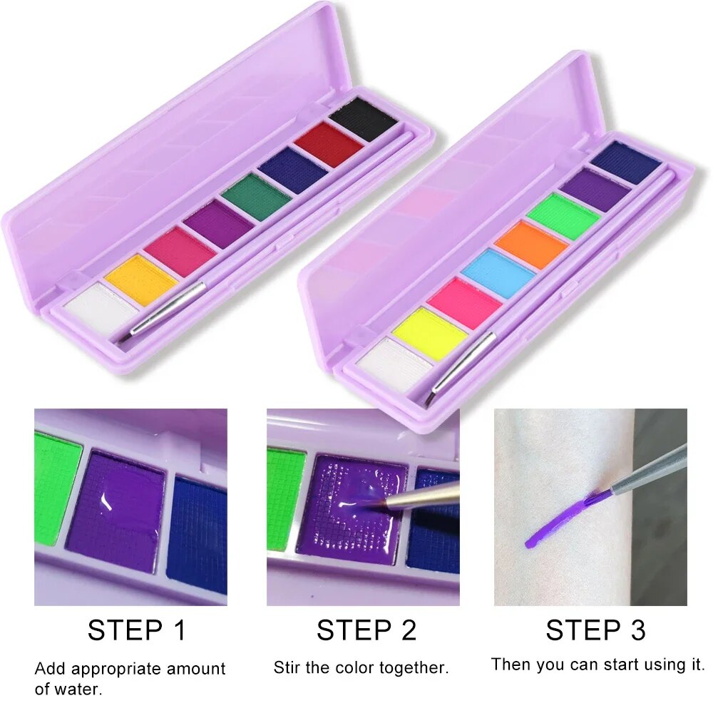 Water Activated Eyeliner UV Light Neon Pastels Eyeliner Pastel-Black Light UV Reactive Eyeliner Glow in Dark Eye liner Pigment. 