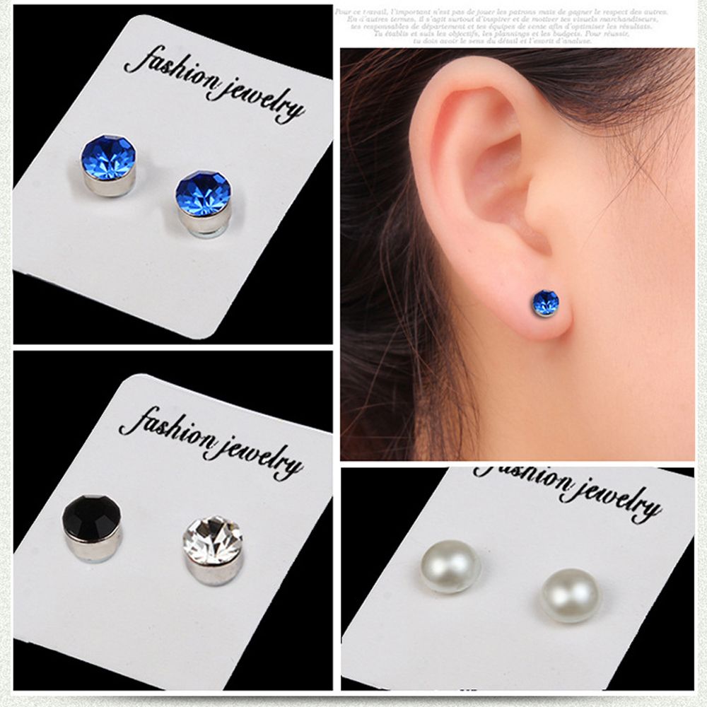 1 Pair Slimming Patch Loss Weight Lazy Paste Crystal Ear Studs Stimulating Acupoints Magnetic Earrings for Women. 